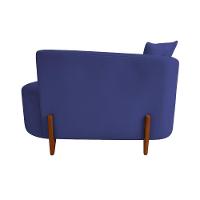 Sofá Orgânico Divã Boucle Com Pés De Madeira 7 Decor Azul Marinho