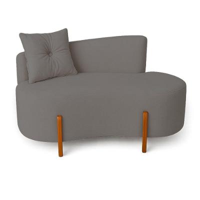 Sofá Orgânico Divã Boucle Com Pés De Madeira 7 Decor Cinza Escuro