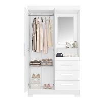 Guarda Roupa Solteiro 2 Portas 3 Gavetas Nt6020 Branco-rosa Nótável Móveis Branco-rosa