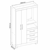 Guarda Roupa Solteiro 2 Portas 3 Gavetas Nt6020 Branco-rosa Nótável Móveis Branco-rosa - 6