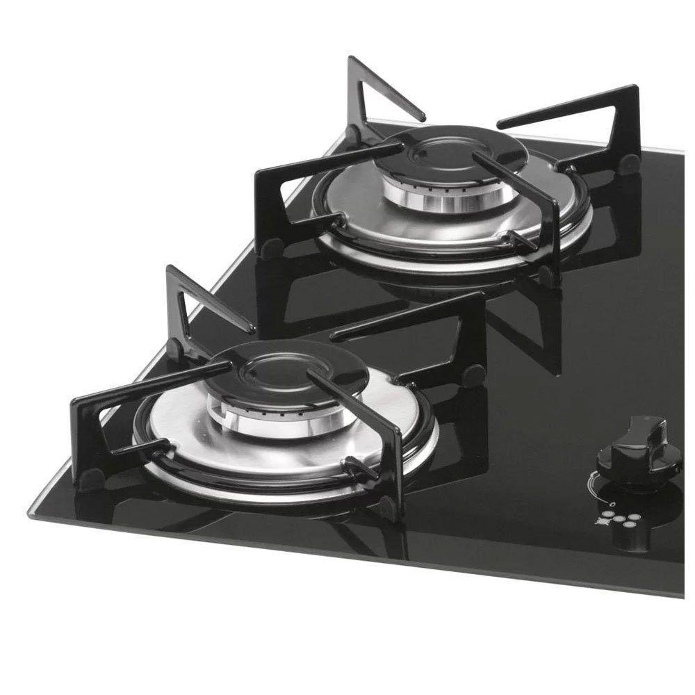 Cooktop A Gás 5 Bocas Mesa Vidro Fischer 1642 Preto Bivolt - 2