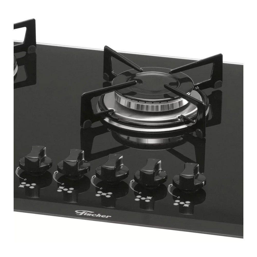 Cooktop A Gás 5 Bocas Mesa Vidro Fischer 1642 Preto Bivolt - 3