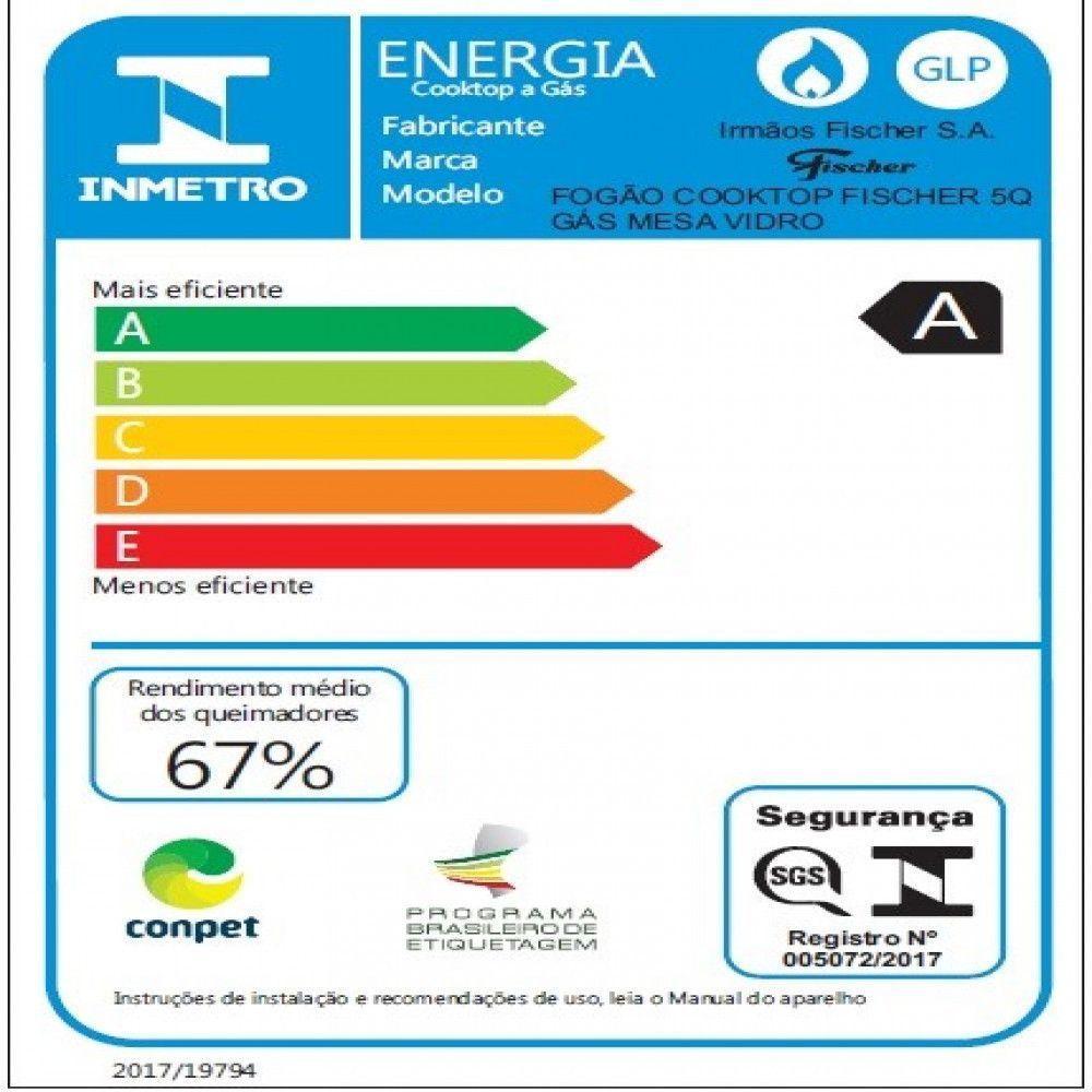 Cooktop A Gás 5 Bocas Mesa Vidro Fischer 1642 Preto Bivolt - 4