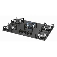 Cooktop A Gás 5 Bocas Mesa Vidro Fischer 1642 Preto Bivolt - 1