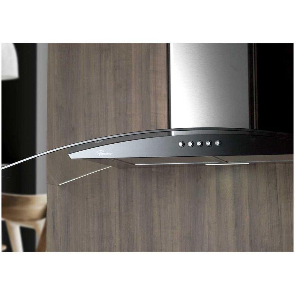 Coifa de Parede Fit 90 Cm Com Vidro Fischer Preto 220V - 2