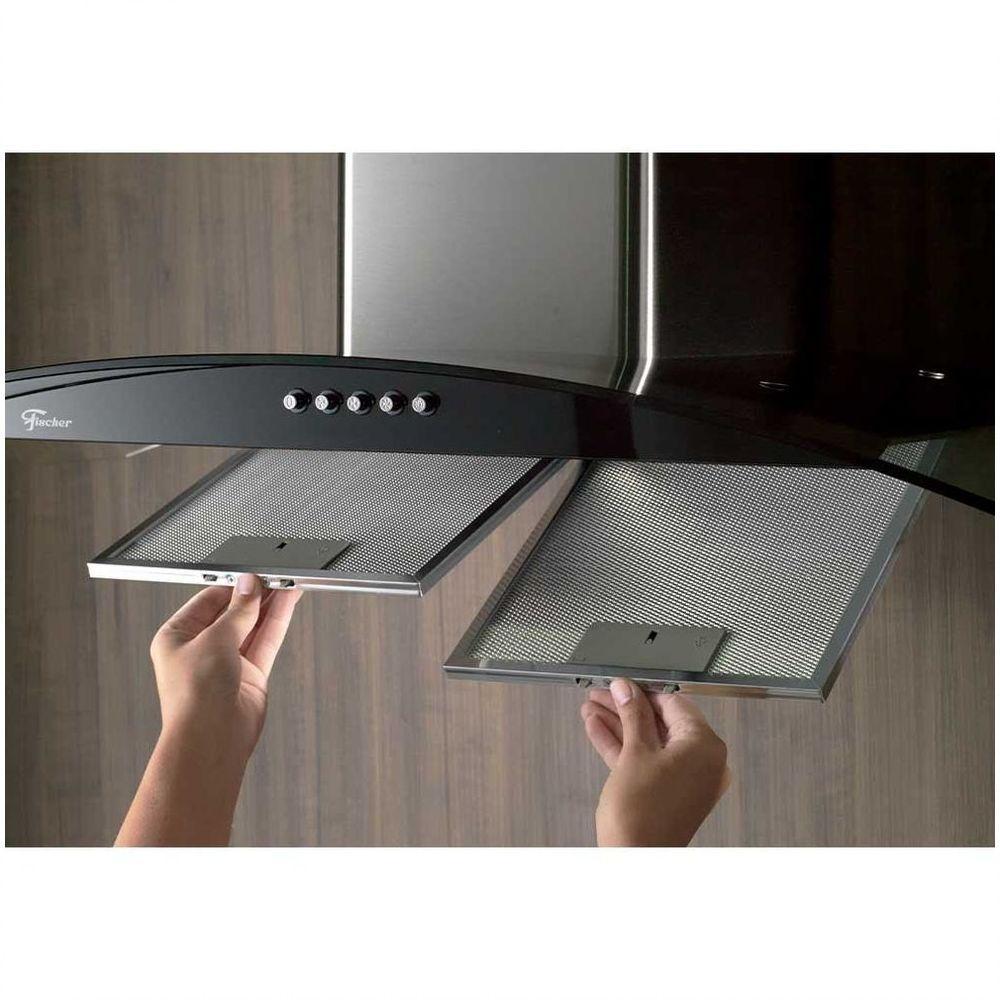 Coifa de Parede Fit 90 Cm Com Vidro Fischer Preto 220V - 4