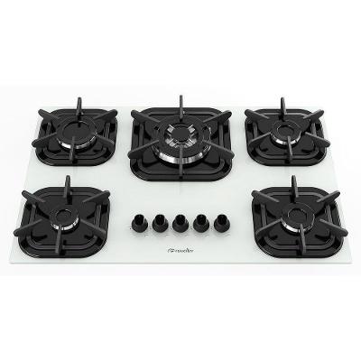 Cooktop a Gás Mueller G4 5 Bocas Vidro Temperado com Tripla Chama Branco Bivolt