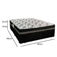 Cama Box Casal Suede + Colchão Ortobom Iso Dupla Face 138x188x60 Preto