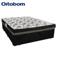 Cama Box Casal Suede + Colchão Ortobom Iso Dupla Face 138x188x60 Preto - 6