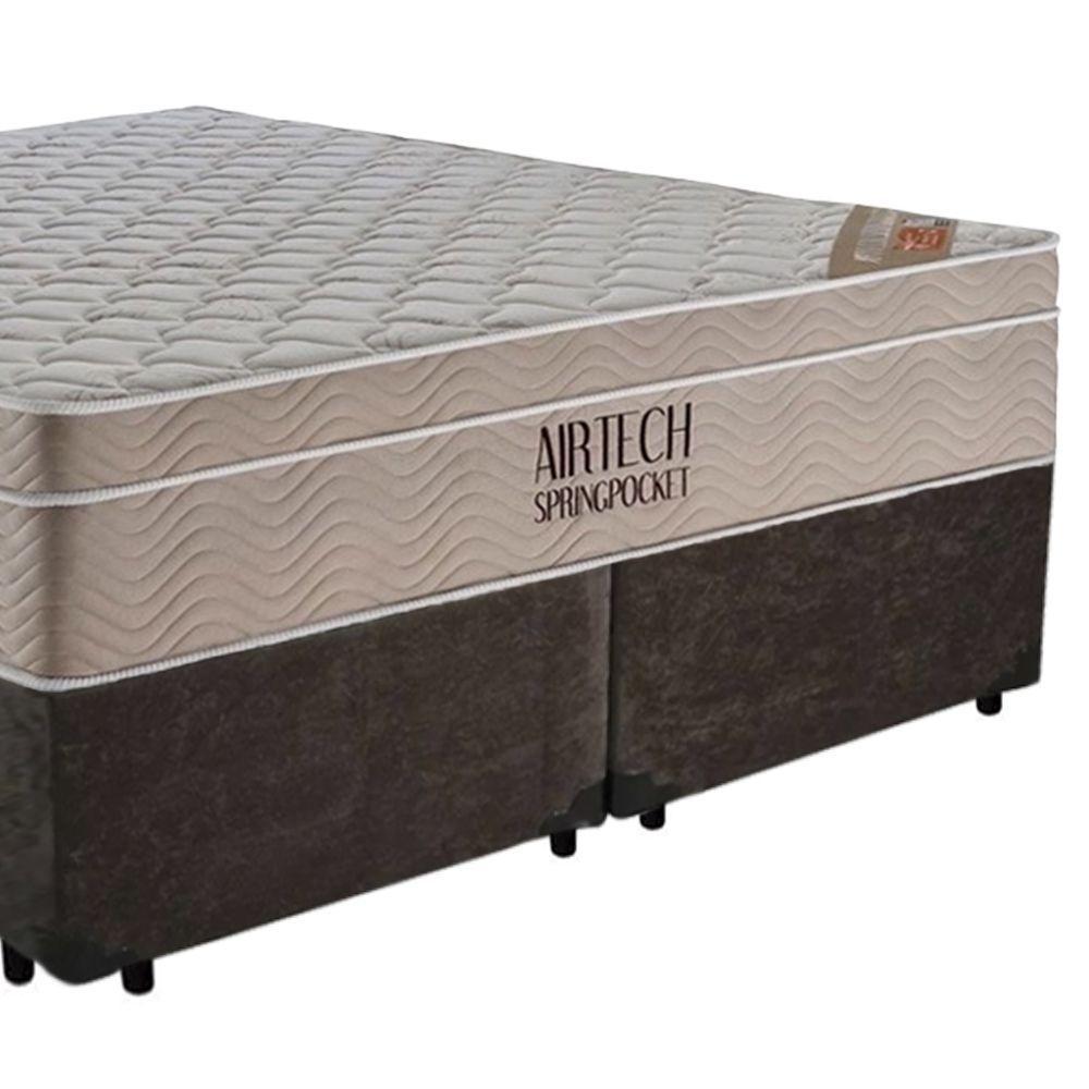 Cama Box Casal Suede Bipartido + Colchão Ortobom Airtech Molas Ensacadas 138x188x65 Marrom - 5