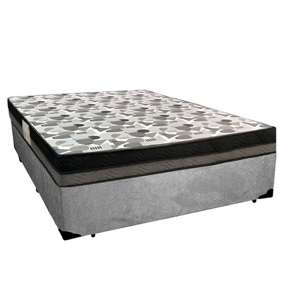 Cama Box Casal Suede + Colchão Ortobom Iso Dupla Face 138x188x60 Cinza - 1