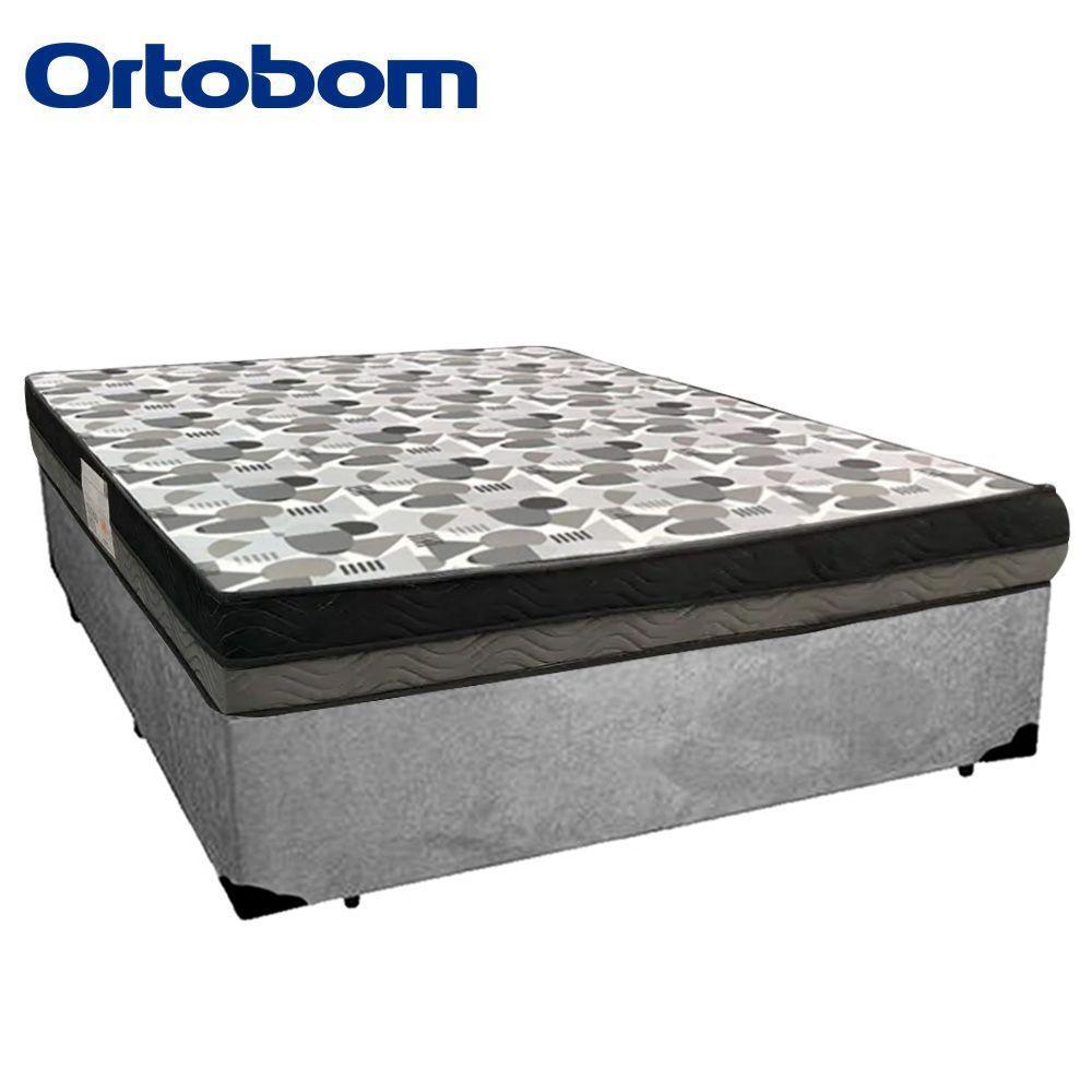 Cama Box Casal Suede + Colchão Ortobom Iso Dupla Face 138x188x60 Cinza - 6