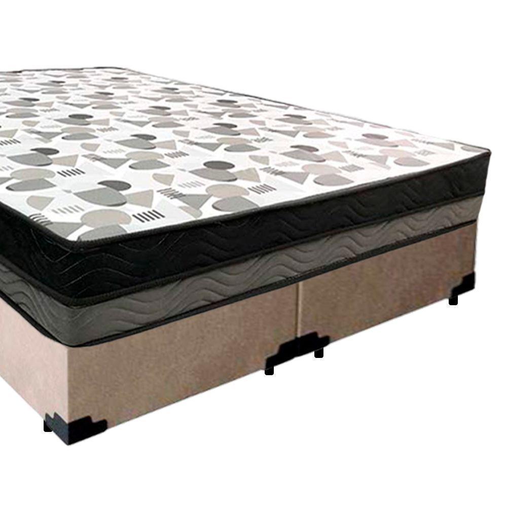 Cama Box Casal Suede Bipartido + Colchão Ortobom Iso Dupla Face 138x188x60 Bege - 7