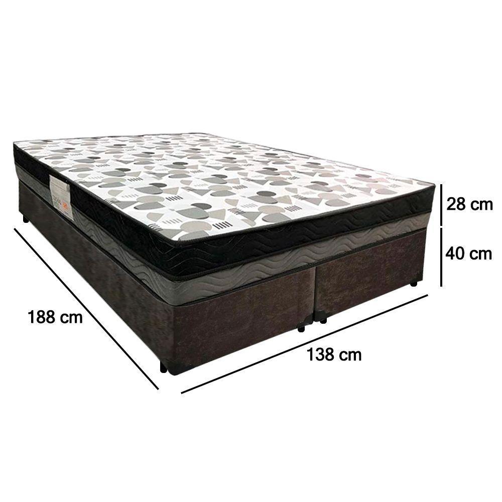 Cama Box Casal Suede Bipartido + Colchão Ortobom Iso Dupla Face 138x188x60 Marrom - 2