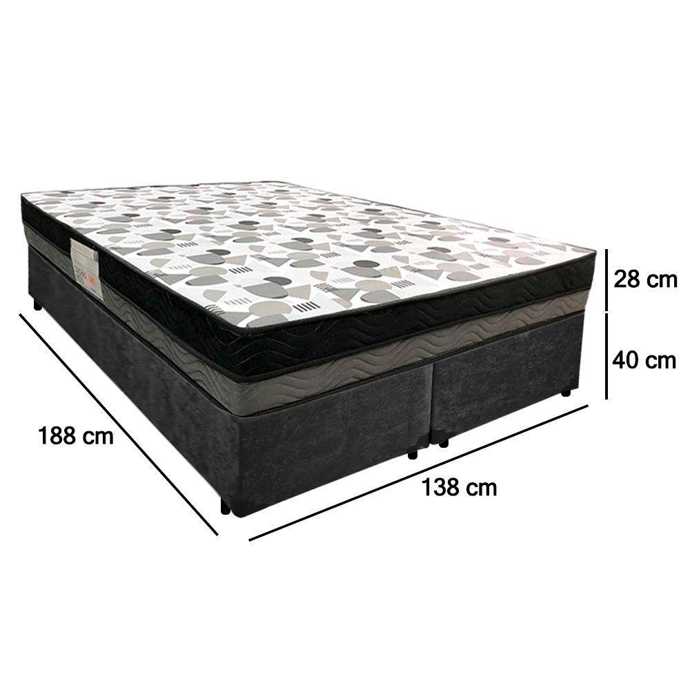 Cama Box Casal Suede Bipartido + Colchão Ortobom Iso Dupla Face 138x188x60 Preto - 3