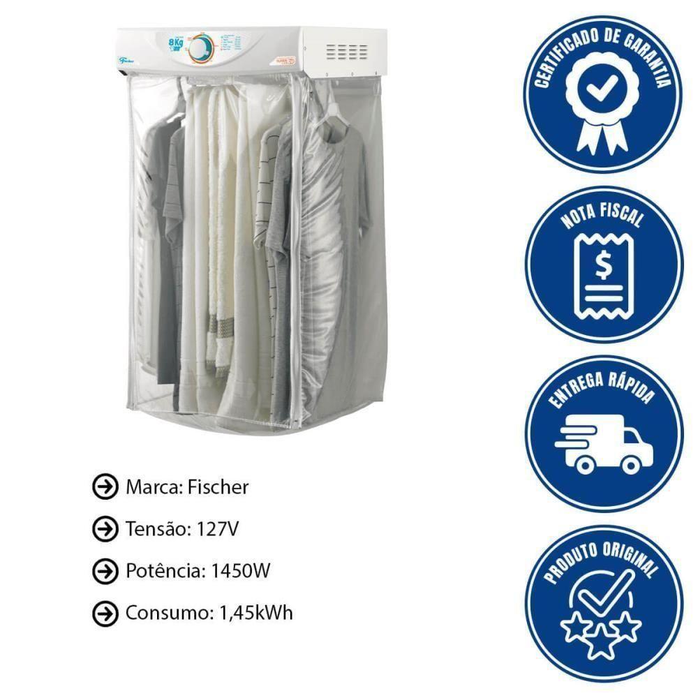 Secadora De Parede Fischer Super Ciclo 8 Kg Com Timer Contínuo Branco 127V - 2
