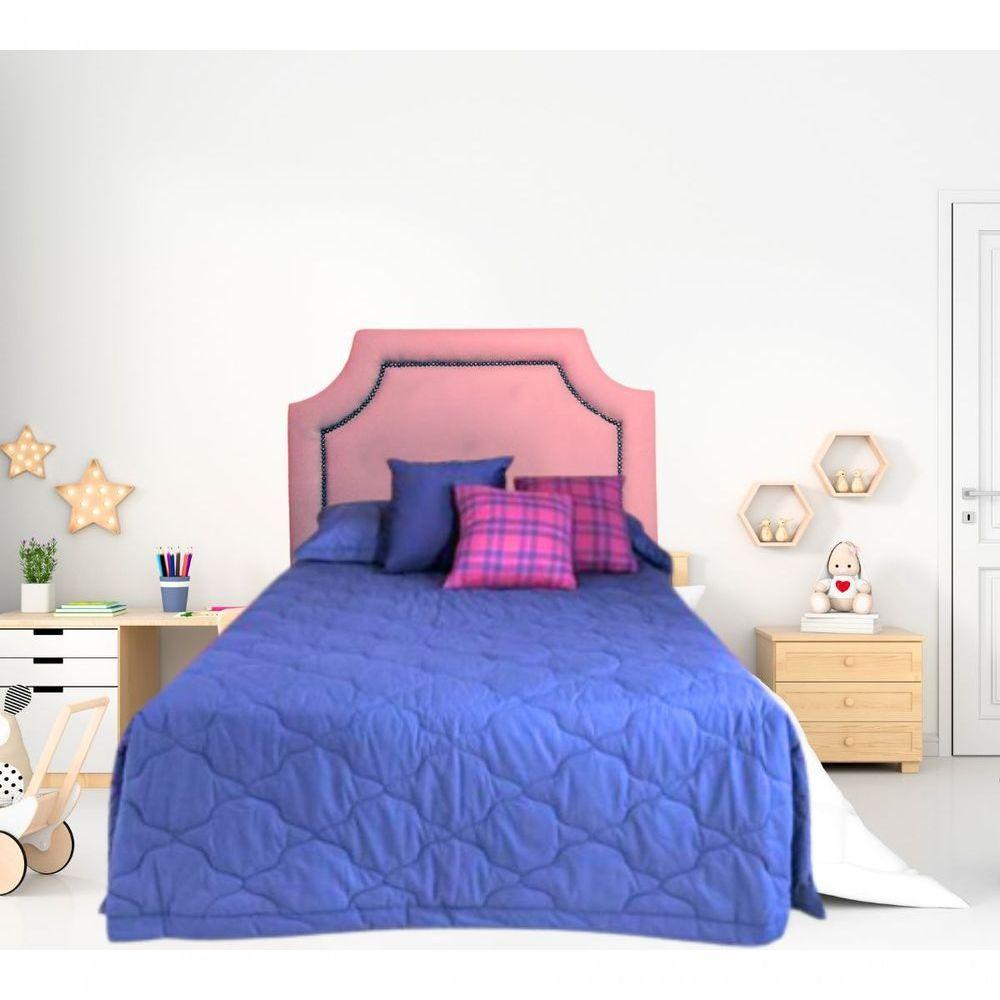 Cabeceira Solteiro Onix Pop Veludo Rosê Com Tachas Fumê - 1