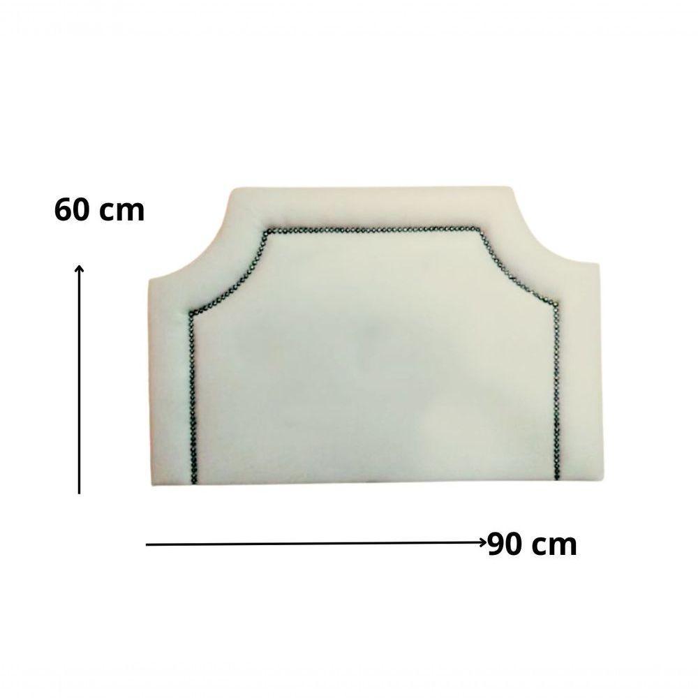 Cabeceira Solteiro Onix Pop Veludo Off White Com Tachas - 2
