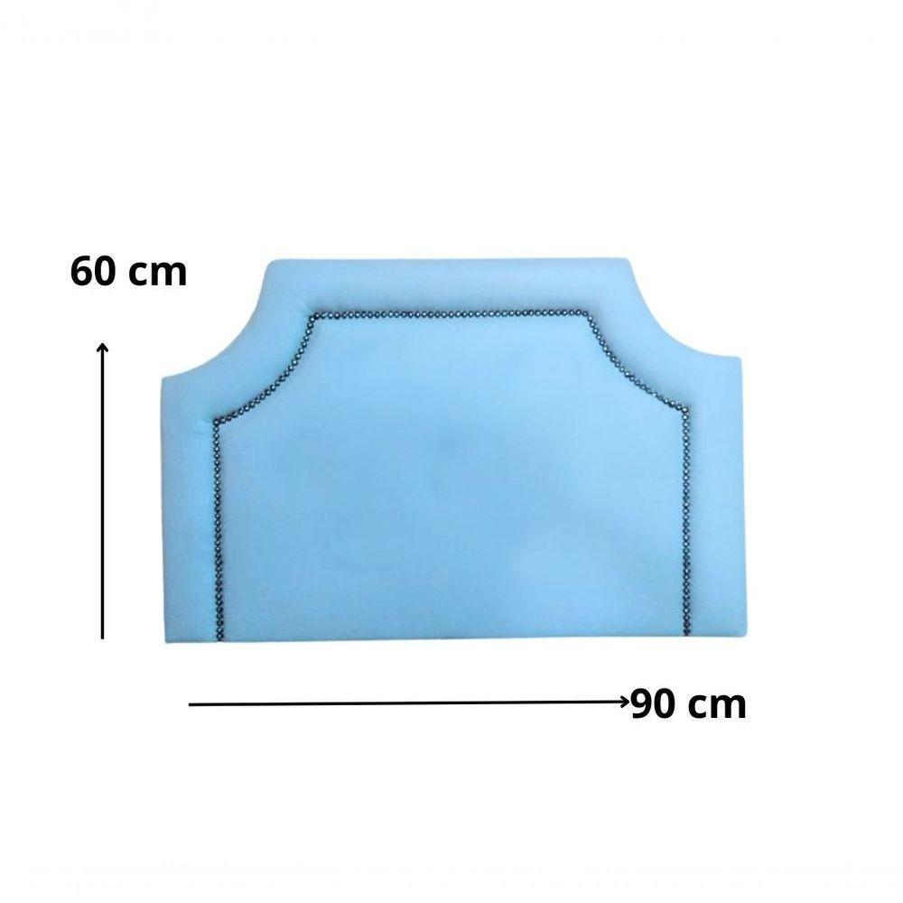 Cabeceira Solteiro Onix Pop Veludo Azul Com Tachas - 2