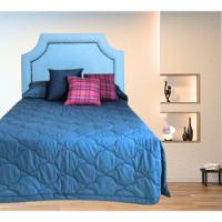 Cabeceira Solteiro Onix Pop Veludo Azul Com Tachas