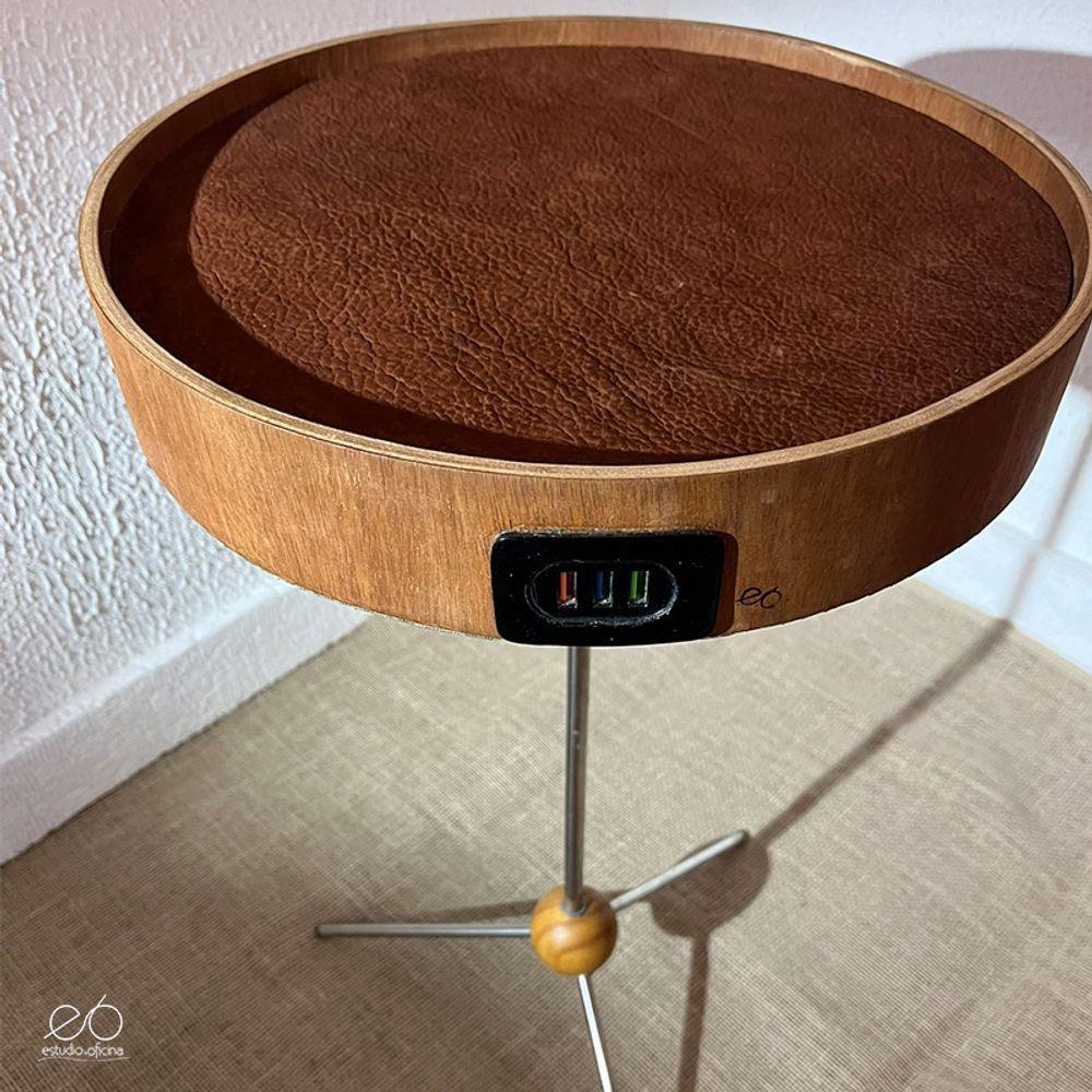 Mesa Lateral Usb Couro Camurça - 5