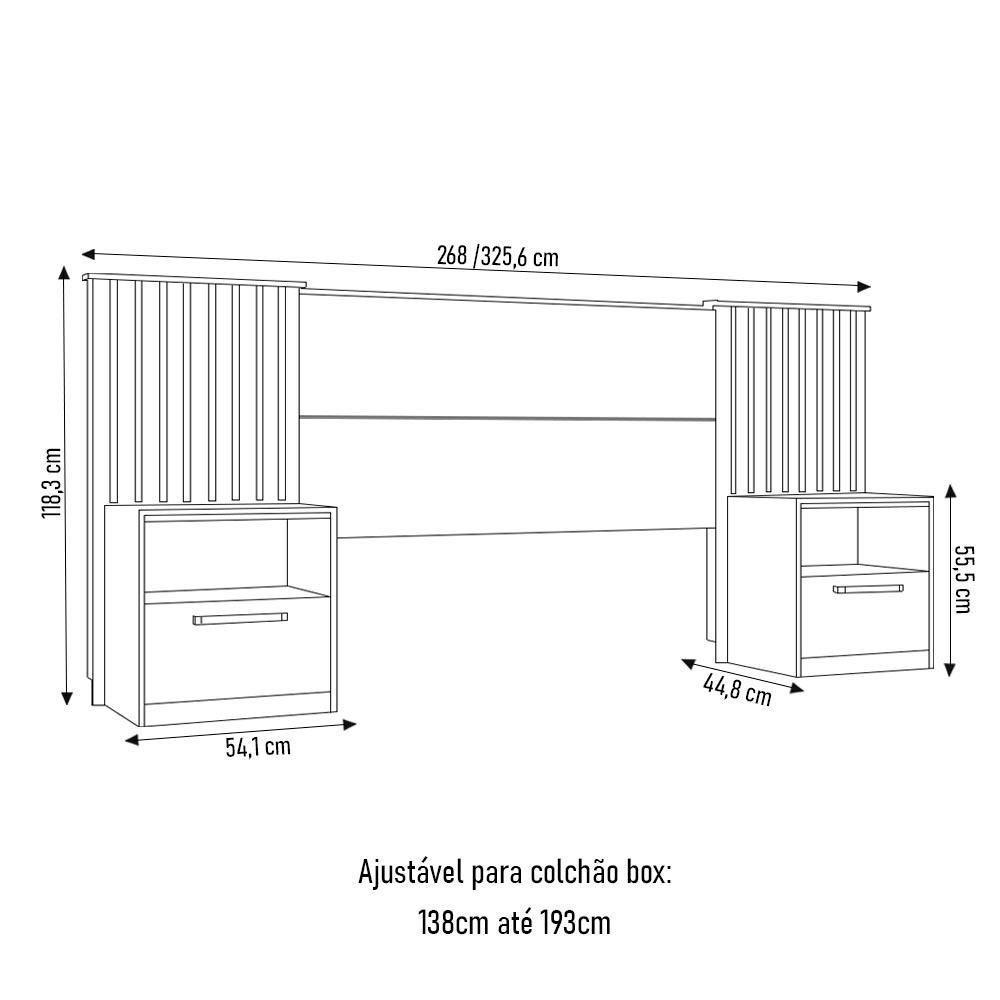 Cabeceira Casal-king Extensível Com 2 Mesas De Apoio Luck C01 Buriti-fendi - Mpozenato - 4