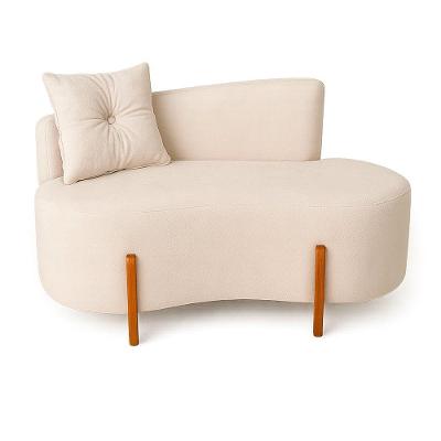 Sofá Orgânico Divã Boucle Com Pés De Madeira 7 Decor Bege