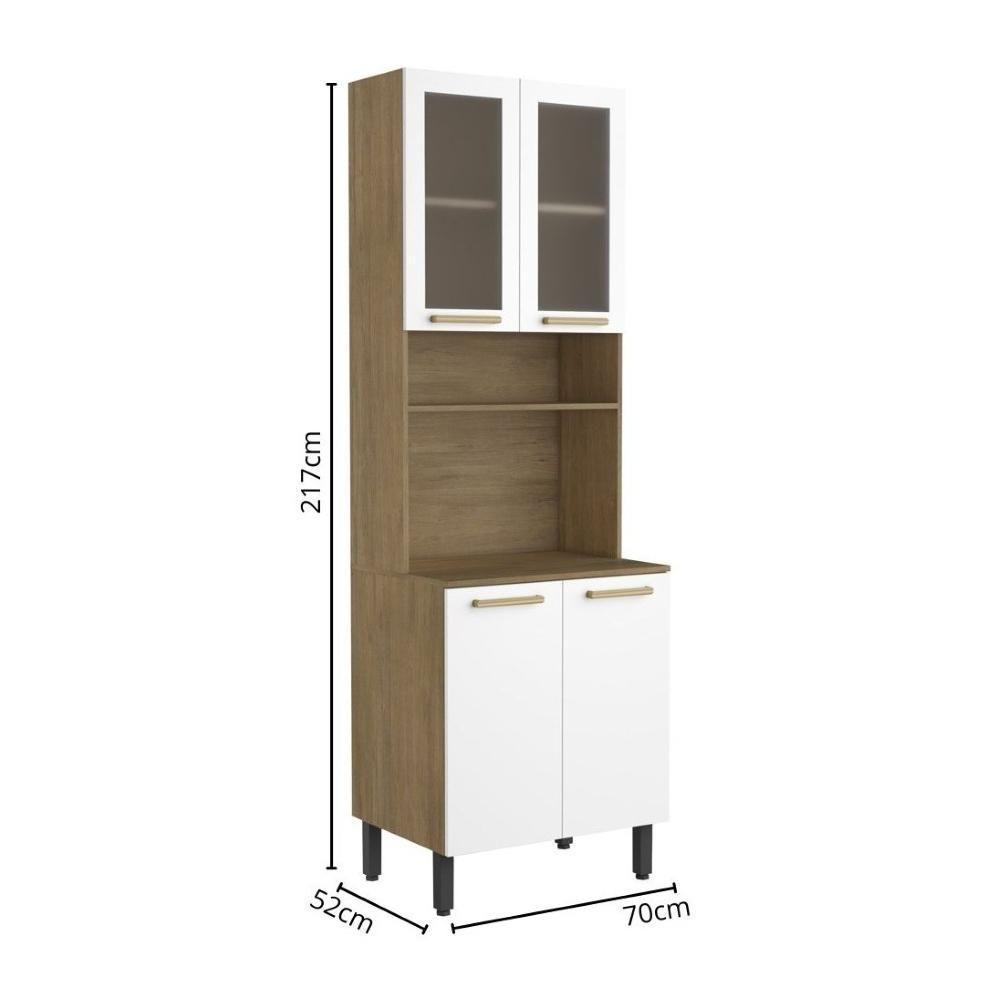 Cozinha Completa Com Pia 2 Gavetas Axé Bertolini - Branco/carvalho - 2