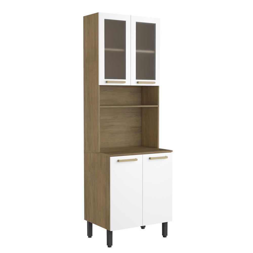 Cozinha Completa Com Pia 2 Gavetas Axé Bertolini - Branco/carvalho - 6