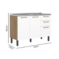 Cozinha Completa Com Pia 2 Gavetas Axé Bertolini - Branco/carvalho - 5