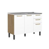 Cozinha Completa Com Pia 2 Gavetas Axé Bertolini - Branco/carvalho - 9