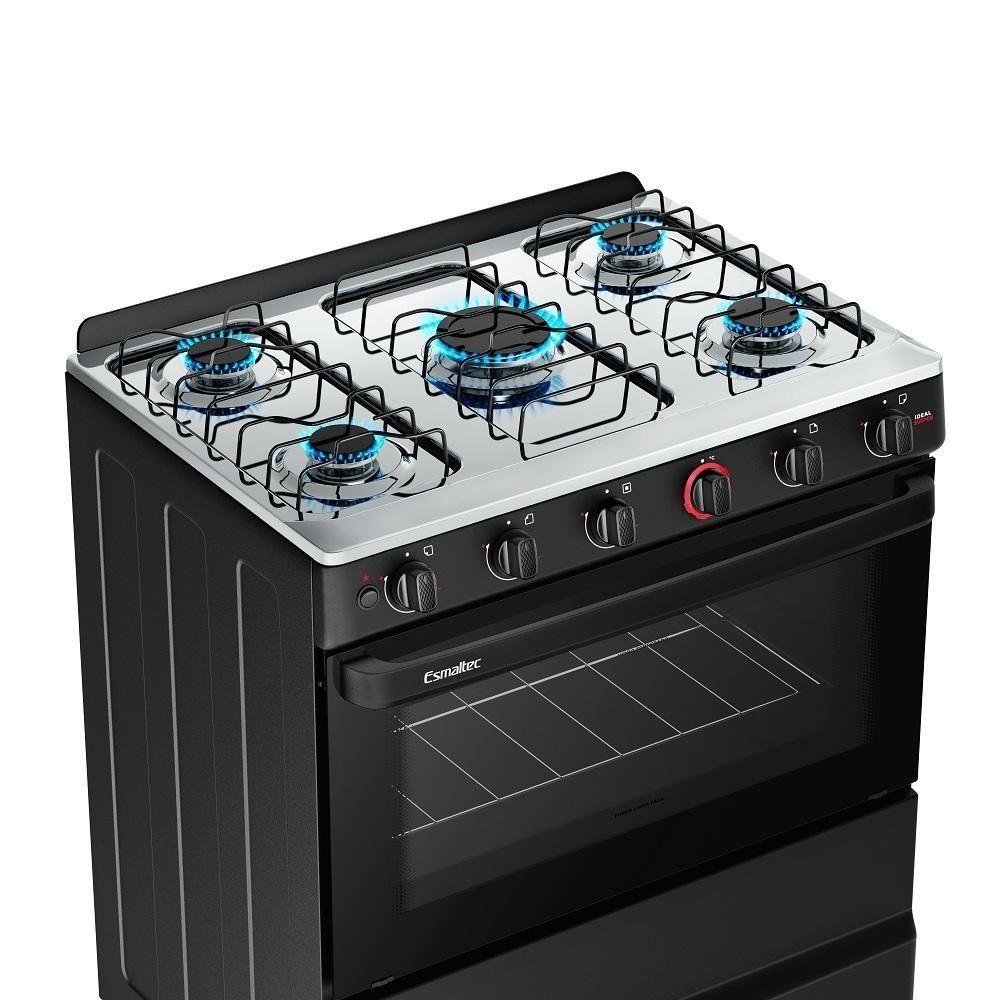 Fogão 5 Bocas Esmaltec Ideal Super Mesa Em Aço Inox Acendimento Automático Preto Bivolt F5IAB5121 - 4