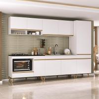 Cozinha Modulada Completa Compacta 5 Peças Com Balcão Para Cooktop Veneza Multimóveis Mp2270 Branco Dourado - 1