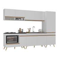 Cozinha Modulada Completa Compacta 5 Peças Com Balcão Para Cooktop Veneza Multimóveis Mp2270 Branco Dourado - 2