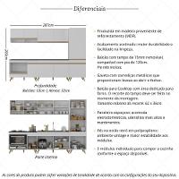 Cozinha Modulada Completa Compacta 5 Peças Com Balcão Para Cooktop Veneza Multimóveis Mp2270 Branco Dourado - 3