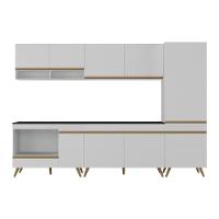 Cozinha Modulada Completa Compacta 5 Peças Com Balcão Para Cooktop Veneza Multimóveis Mp2270 Branco Dourado - 7