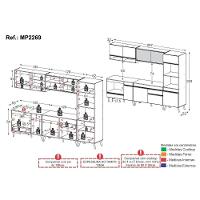Cozinha Modulada Completa Compacta 287cm Com Balcão Para Cooktop Veneza Multimóveis Mp2269 Branco Dourado