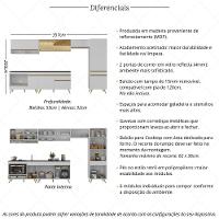 Cozinha Modulada Completa 357cm 6 Peças Com Balcão Para Cooktop Veneza Multimóveis Mp2275 Branco Dourado - 3