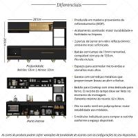 Cozinha Modulada Completa Compacta 287cm Com Balcão Para Cooktop Veneza Multimóveis Mp2269 Preto Dourado - 3