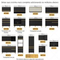 Cozinha Modulada Completa Compacta 287cm Com Balcão Para Cooktop Veneza Multimóveis Mp2269 Preto Dourado - 6