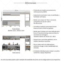 Cozinha Modulada Completa 357cm 6 Peças Com Balcão Para Cooktop Veneza Multimóveis Mp2272 Branco Dourado - 3
