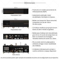 Armário De Cozinha Modulada Compacta 4 Peças Com Balcão Para Cooktop Veneza Multimóveis Mp2261 Preto Dourado - 3