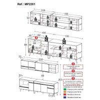 Armário De Cozinha Modulada Compacta 4 Peças Com Balcão Para Cooktop Veneza Multimóveis Mp2261 Preto Dourado