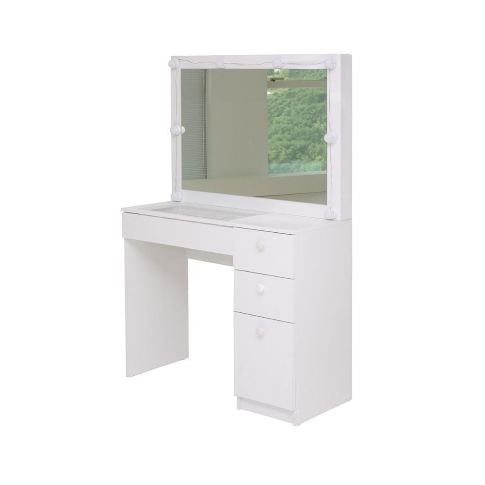 Penteadeira Ditália com Tampo ce Vidro + Kit Luz PE-120 Branca - 1