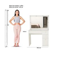 Penteadeira Ditália com Tampo ce Vidro + Kit Luz PE-120 Branca