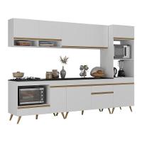 Cozinha Modulada Completa Compacta 5 Peças Com Balcão Para Cooktop Veneza Multimóveis Mp2268 Branco Dourado - 2