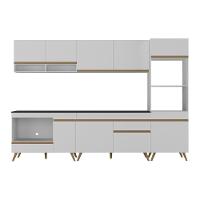 Cozinha Modulada Completa Compacta 5 Peças Com Balcão Para Cooktop Veneza Multimóveis Mp2268 Branco Dourado - 7