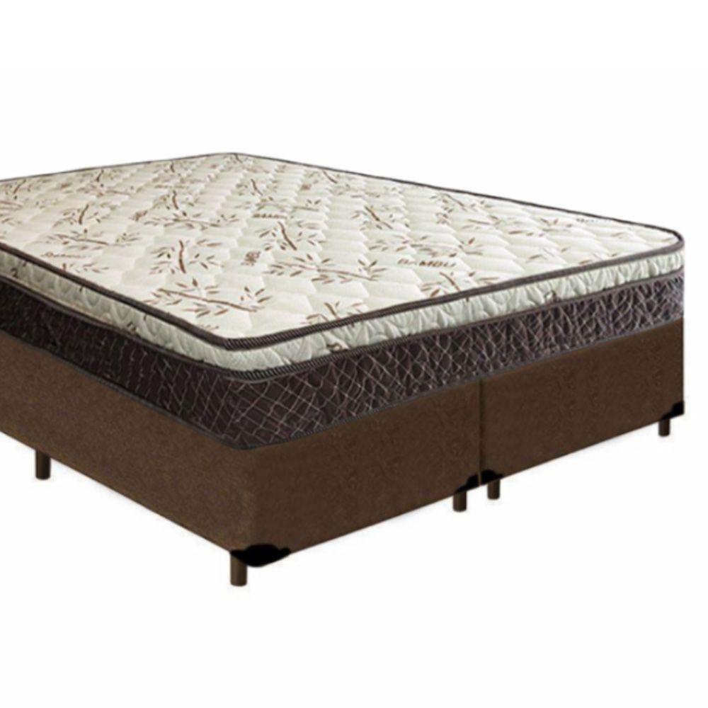 Cama Box Queen Bipartido Suede + Colchão Elegance Ortopédico Espuma D33 Extra Firme 158x198x63 Marrom - 5