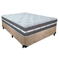 Cama Box Casal Suede + Colchão Anjos Black Graphite Molas Ensacadas 138x188x64cm Bege - 1