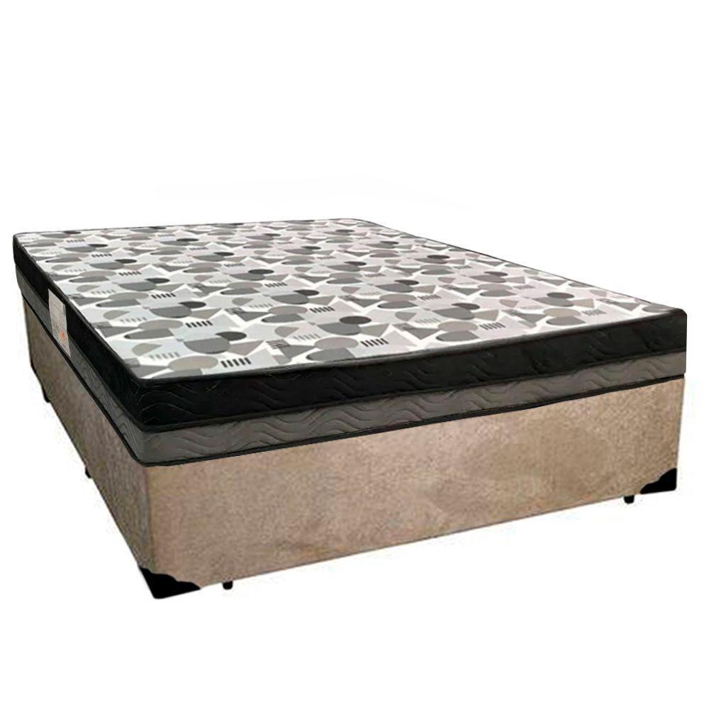 Cama Box Casal Suede + Colchão Ortobom Iso Dupla Face 138x188x60 Bege - 1
